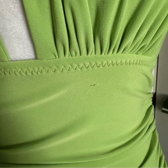 Norma Kamali Asymmetrical Green Halter Dress - Picture 4 of 10